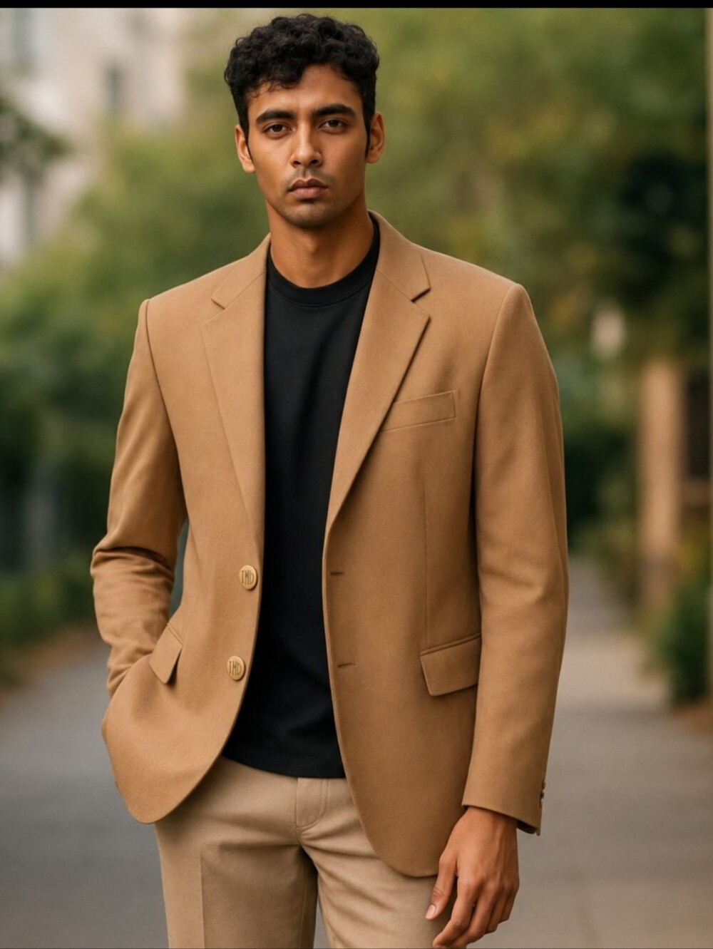 Vintage 100% wool classic academia tan neutral Tailored sport coat sz 46L